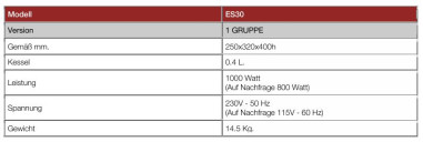 Eingruppige Kaffeemaschine ES30